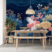 Coral Reef Mural Wallpaper in Cafe | Blue, Pink, and White Corals -2