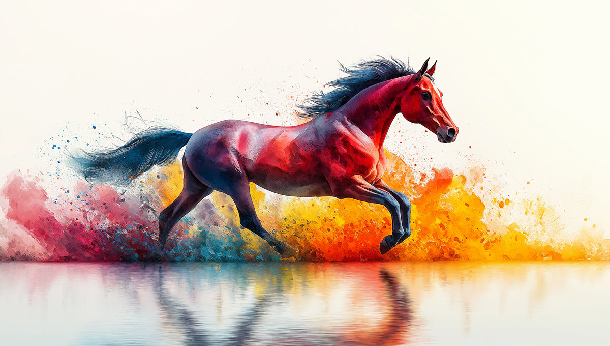 Abstract red horse mural wallpaper for modern living room feature wall
