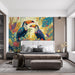 Colorful Toucan Mural Wallpaper in Bedroom | Various Colors (Blue, Yellow, Orange, etc.) of Toucan