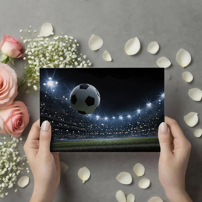 Night Match Spotlight Soccer Mural Wallpaper | Dark Arena Drama, Luminous Field, Cinematic Sports Action