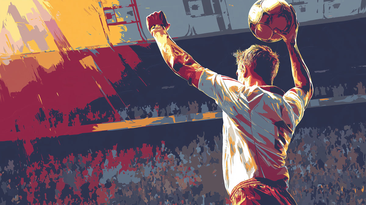 Champion Triumph Abstract Mural Wallpaper | Dynamic Expressionism, Red and Gold Palette, Athlete Focus