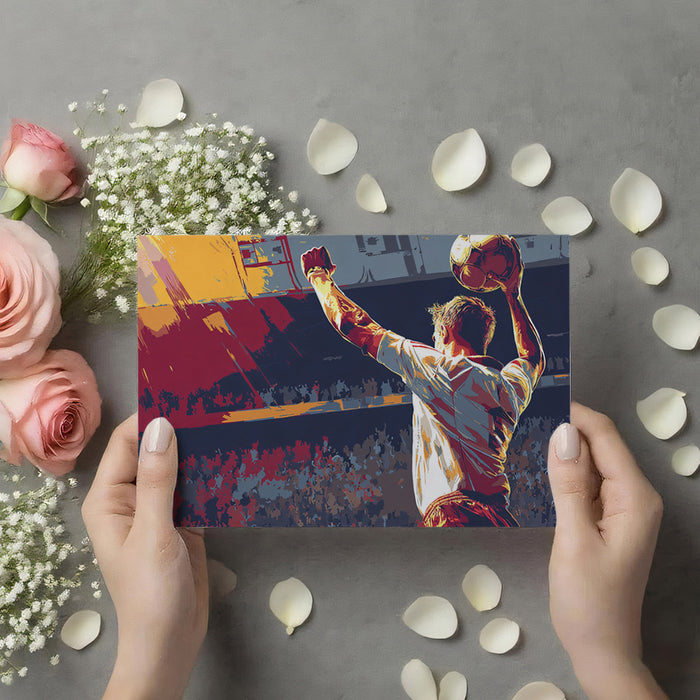 Champion Triumph Abstract Mural Wallpaper | Dynamic Expressionism, Red and Gold Palette, Athlete Focus