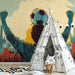 Teenage bedroom featuring a vibrant soccer victory mural on the main feature wall.