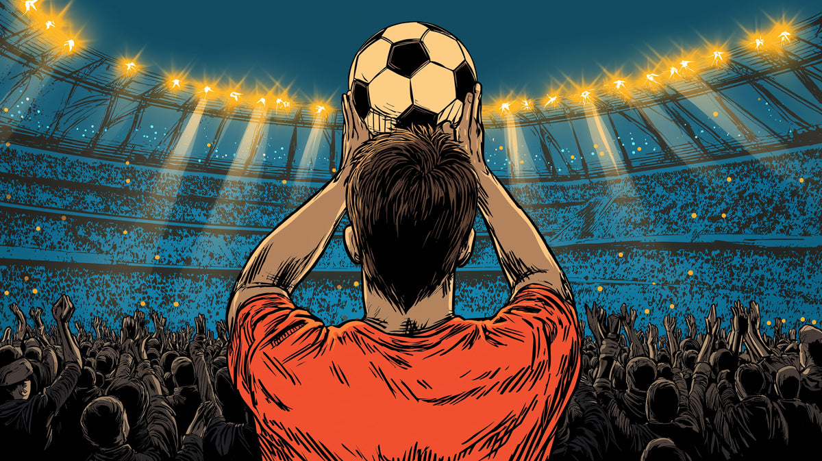 Fan's Perspective Victory Mural Wallpaper | Comic Book Style, Stadium Floodlights, Crowd Immersion