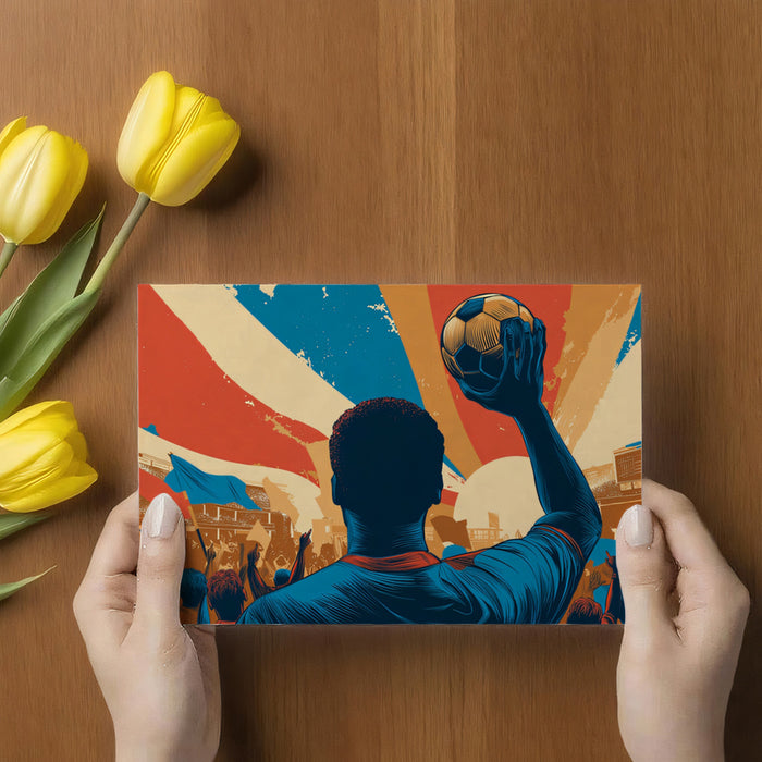 Retro Victory Silhouette Mural Wallpaper | Distressed Flag Motif, High Contrast, Patriotic Sports Art