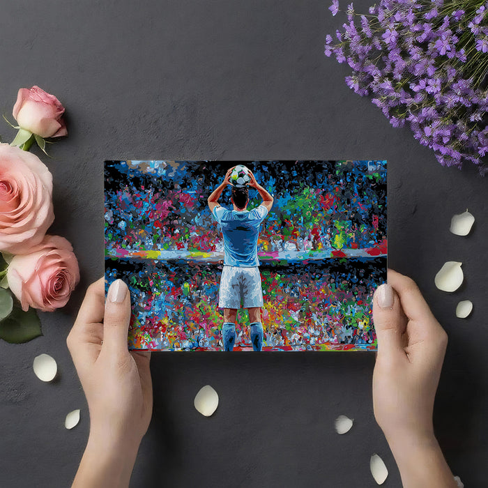 Impressionist Stadium Celebration Mural Wallpaper | Vibrant Crowd Colors, Pointillism Effect, Athlete's Back View