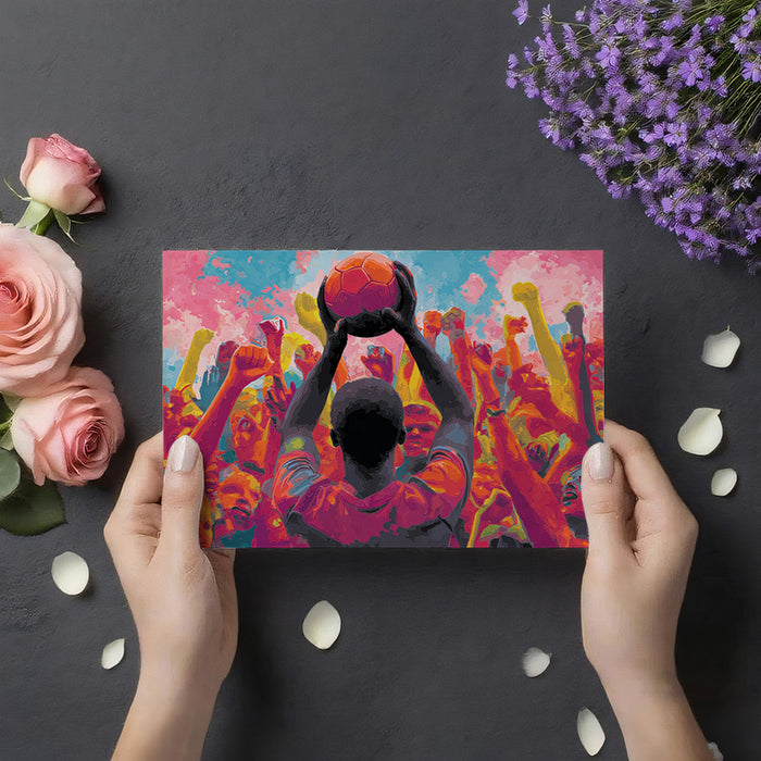 Pop Art Victory Crowd Mural Wallpaper | High-Saturation Colors, Triumphant Gesture, Expressive Crowd