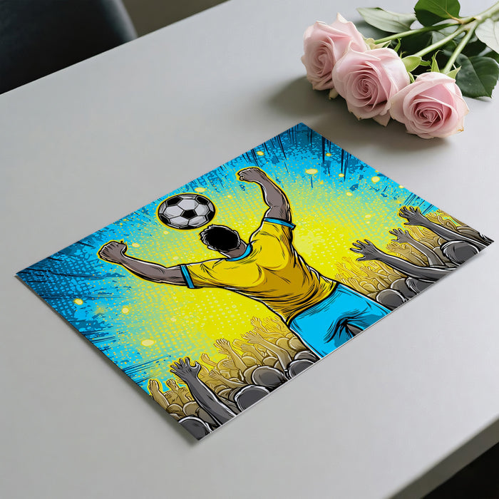 Comic Book Hero Celebration Mural Wallpaper | Yellow and Blue Contrast, Pop Dots, Stylized Athlete