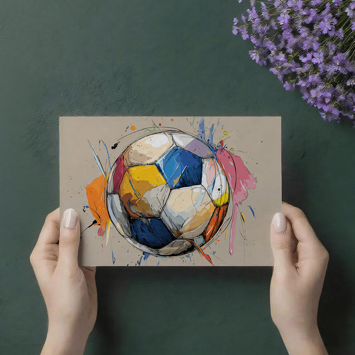 Multicolor Sketch Soccer Ball Mural Wallpaper | Ink Splatters, Abstract Art, Dynamic Texture Focus