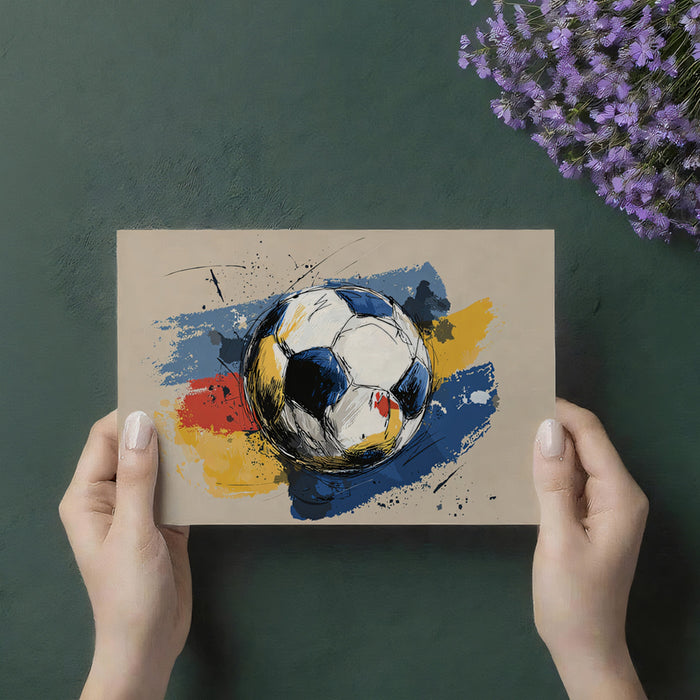 Germany Flag Sketch Soccer Ball Mural Wallpaper | Bold Primary Colors, Expressive Brushstrokes, Patriotic Sports Art