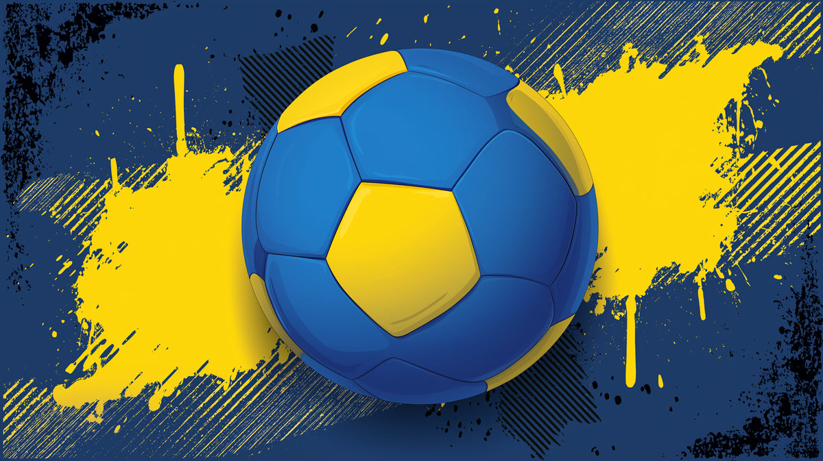 Ukrainian Flag Soccer Ball Mural Wallpaper | Blue and Yellow Contrast, Grunge Splatter, National Pride