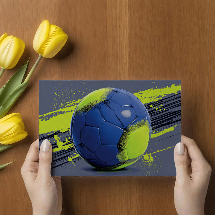 Neon Sport Ball Grunge Mural Wallpaper | Electric Lime and Blue, High-Tech Contrast, Textured Splatter