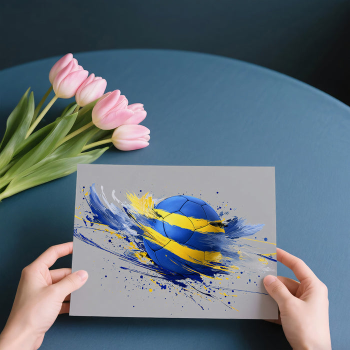 Swedish Flag Abstract Motion Mural Wallpaper | Explosive Brushstrokes, Blue and Yellow Flow, High-Contrast Energy