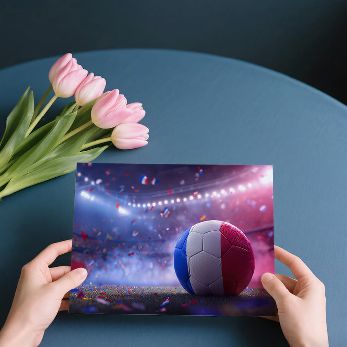 French Celebration Confetti Mural Wallpaper | Tricolore Ball, Stadium Action, Red and Blue Lighting