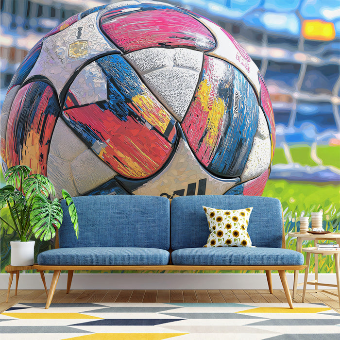 Teenage study decorated with vibrant sports-themed wall art