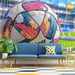 Teenage study decorated with vibrant sports-themed wall art