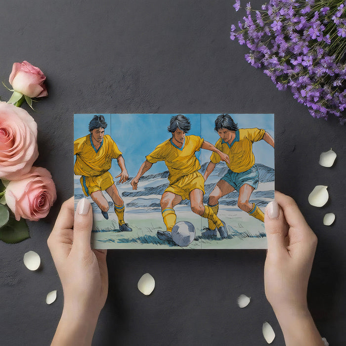 Active game room featuring a soccer action wall mural for a modern home