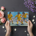 Teen bedroom with an energetic soccer themed mural wallpaper in a hand-drawn illustration style.