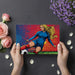 Energetic bedroom design with a vibrant soccer player wallpaper as a headboard wall