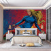 Girl's decor with an athletic pop art mural featuring a female soccer player