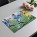 A teen bedroom styled with a soccer sports mural behind the bed for an energetic look