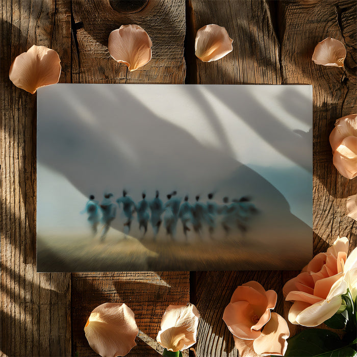 Motion Blur Soccer Players Mural Wallpaper | Misty Atmosphere, Abstract Action, Cool and Warm Hues