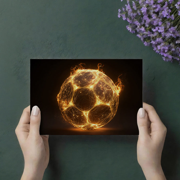 Bold soccer wall art installed in a masculine home theater or media room
