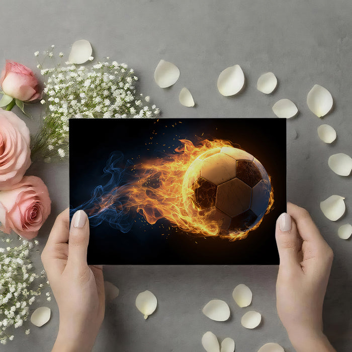 Inferno Speed Soccer Ball Mural Wallpaper | Dramatic Fire and Cool Smoke, High Contrast, Explosive Motion