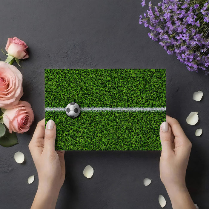 Top-Down Pitch Line Mural Wallpaper | Vivid Green Texture, Clean Composition, Sports Minimalism