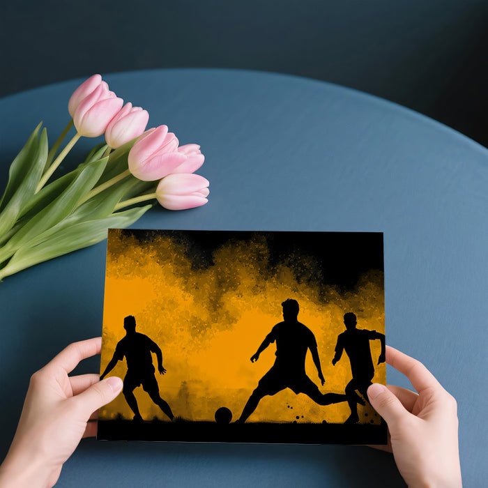 Soccer Silhouette Smoke Mural Wallpaper | Black and Yellow Contrast, Dynamic Action, Urban Grunge