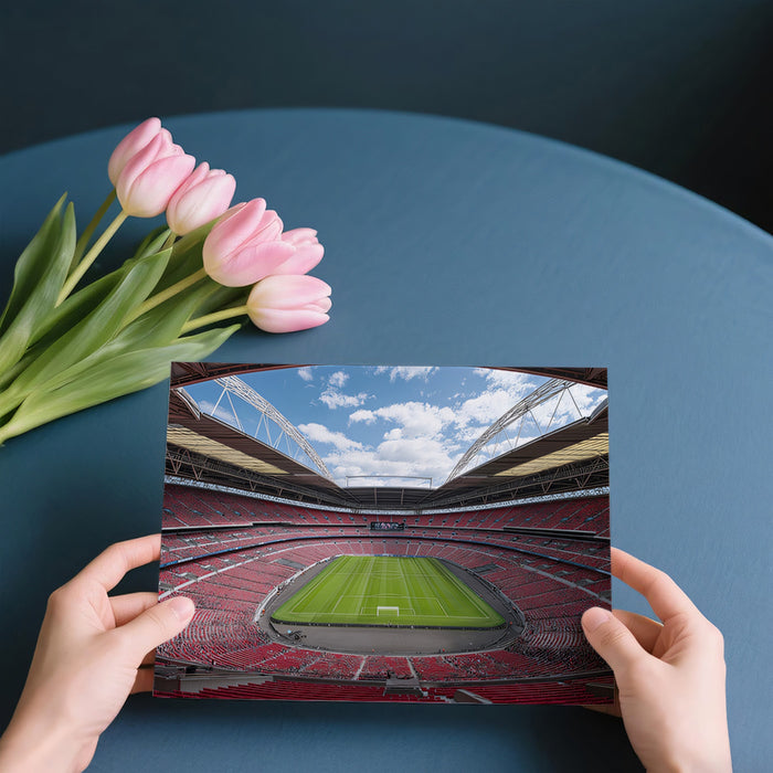 Panoramic Stadium Red Seating Mural Wallpaper | High Angle View, Iconic Architecture, Dramatic Scale