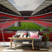 Football stadium wall mural installed in a modern home cinema room with dark grey seating
