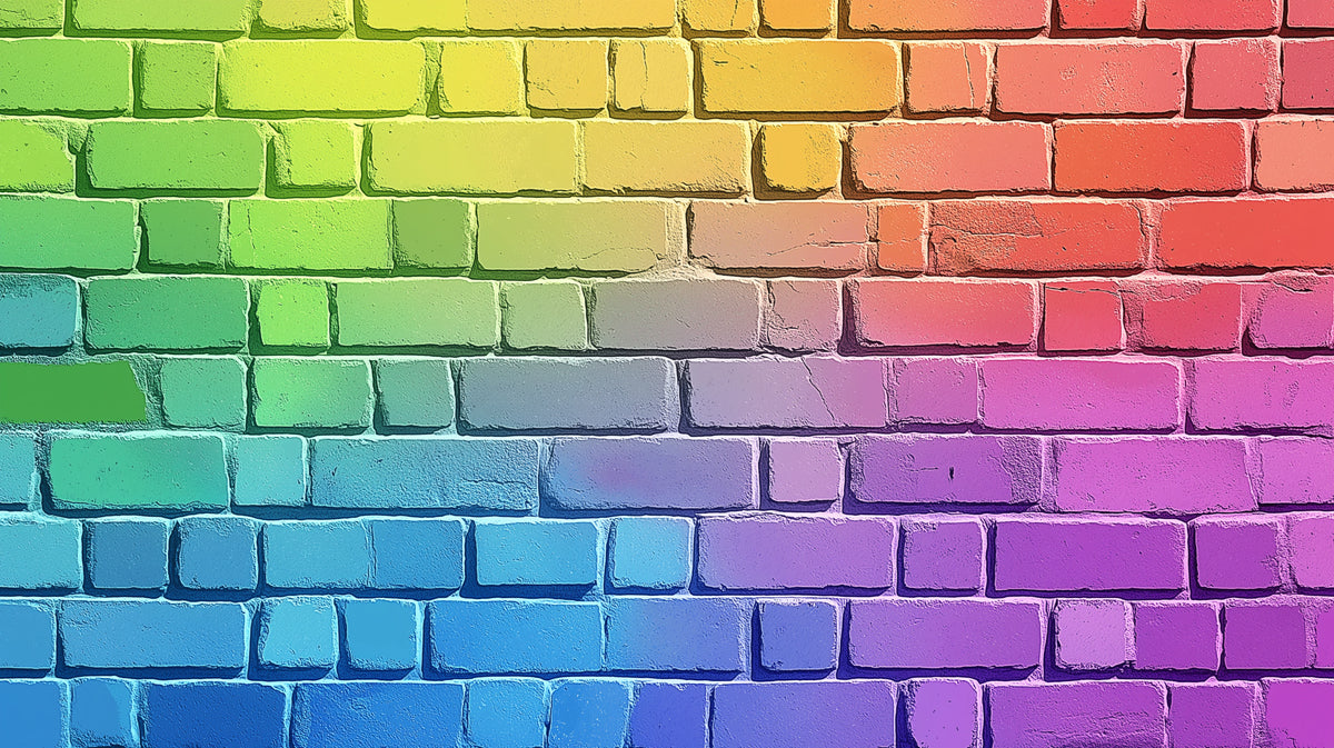Rainbow Brick Mural Wallpaper in Dining Room | Various Colors (Rainbow Colors) of Rainbow Brick