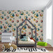 A bright, cheerful playroom mural depicting stylized soccer balls for a dynamic kids area.