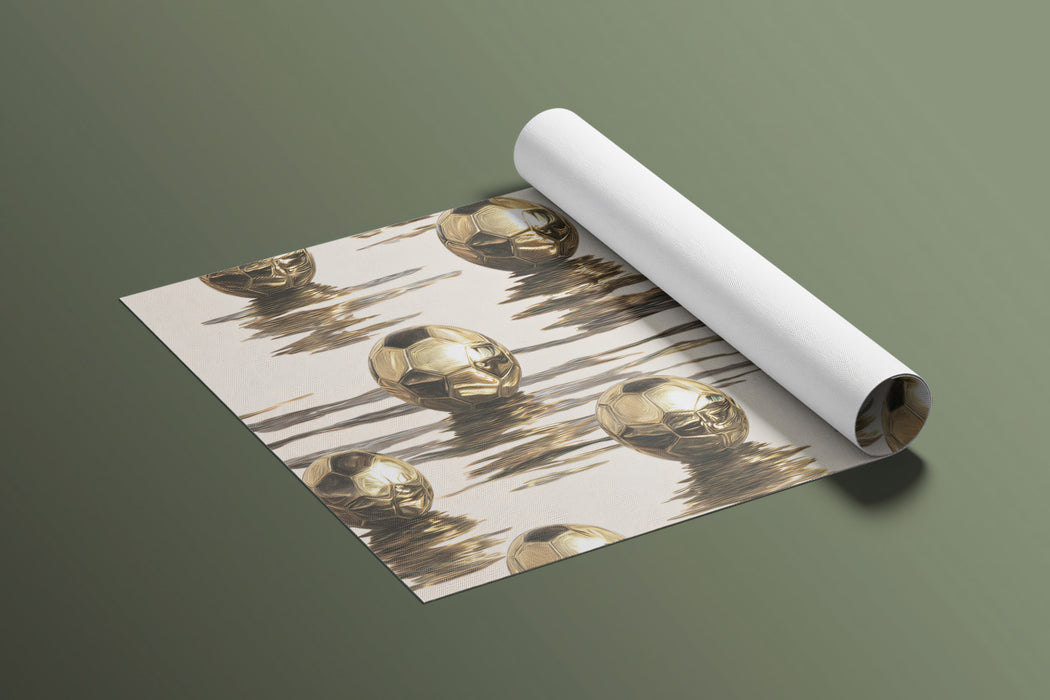 Roll of paper with gold and brown abstract pattern on a green background