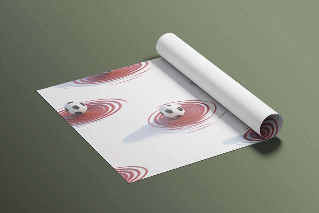Roll of paper with soccer ball design on a green background