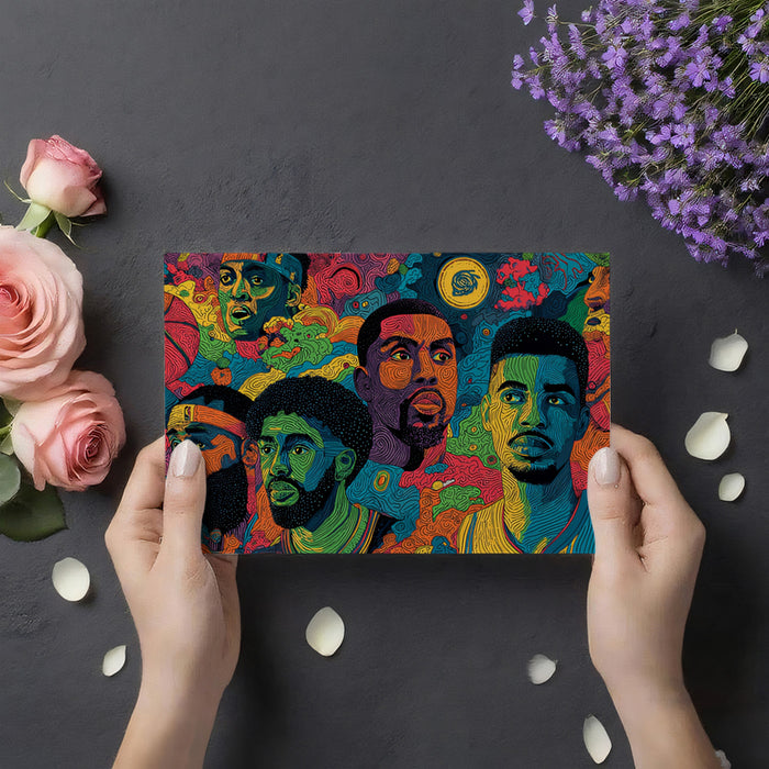 Psychedelic Basketball Stars Mural Wallpaper | Neon Colors, Fluid Lines, Abstract Urban Pop Art