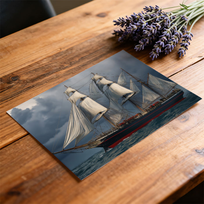 Stormy Seas Tall Ship Mural Wallpaper | Realistic Vessel, Dark Clouds, High-Contrast Marine Drama