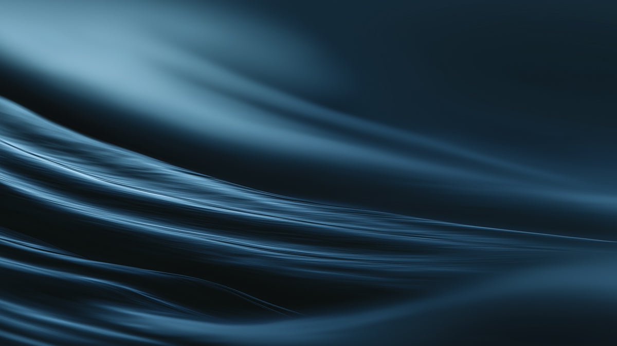 Abstract Silk Flow Mural Wallpaper | Dark Navy Blue, Fluid Motion, Luminous Curve Texture