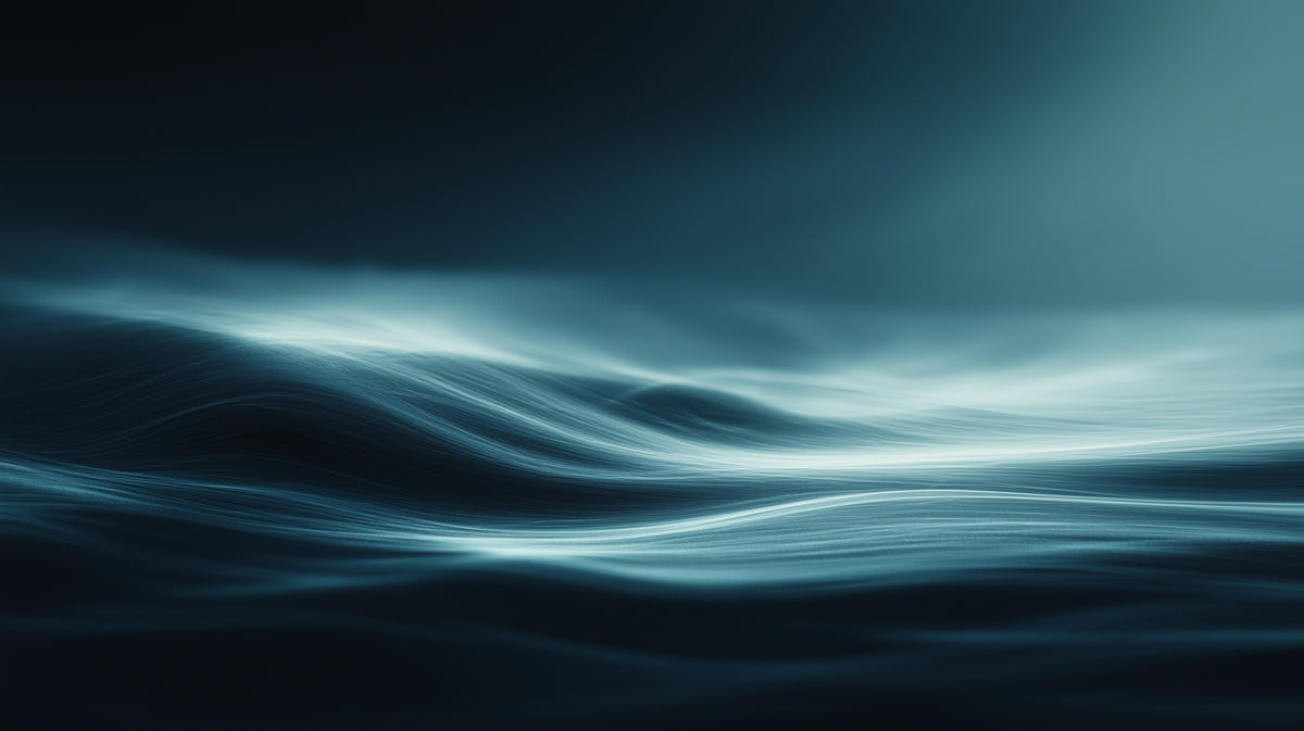 Digital Flow Ocean Wave Mural Wallpaper | Abstract Lines, Neon Glow Effect, Dark Cyber Seascape