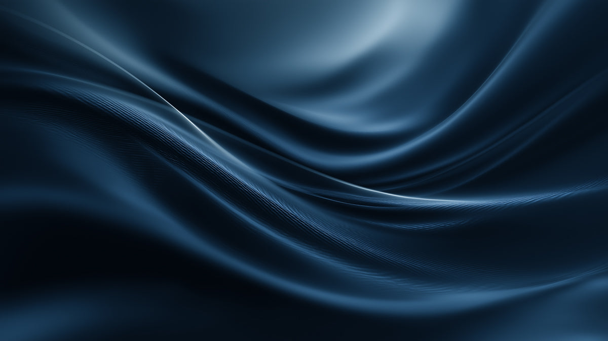 Abstract Blue Wave Fabric Mural Wallpaper | Dark Monochrome, Gentle Motion, Smooth Curve Texture