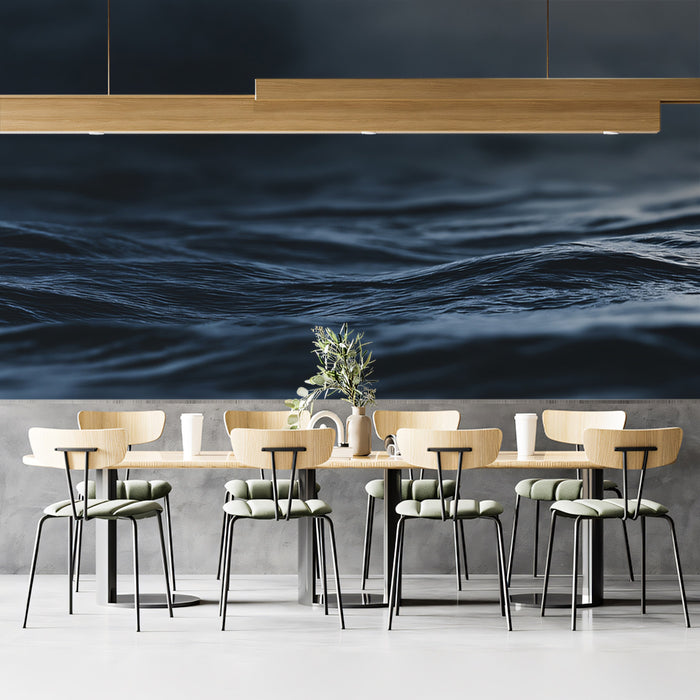 Deep Midnight Ocean Water Mural Wallpaper | Cinematic Close-up, Dark Blue Texture, Moody Seascape