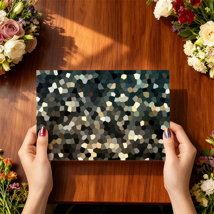 Abstract Geometric Mosaic Mural Wallpaper | Dark Tones, Polygonal Pattern, Subtle Gold and Gray Accents