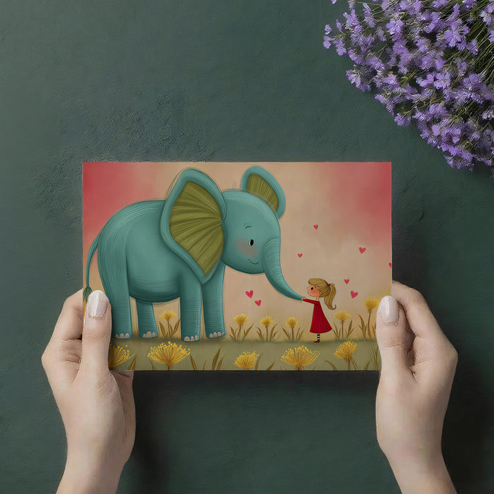 Sweet Elephant Dandelion Field Mural Wallpaper | Soft Colors, Child Illustration, Gentle Companionship