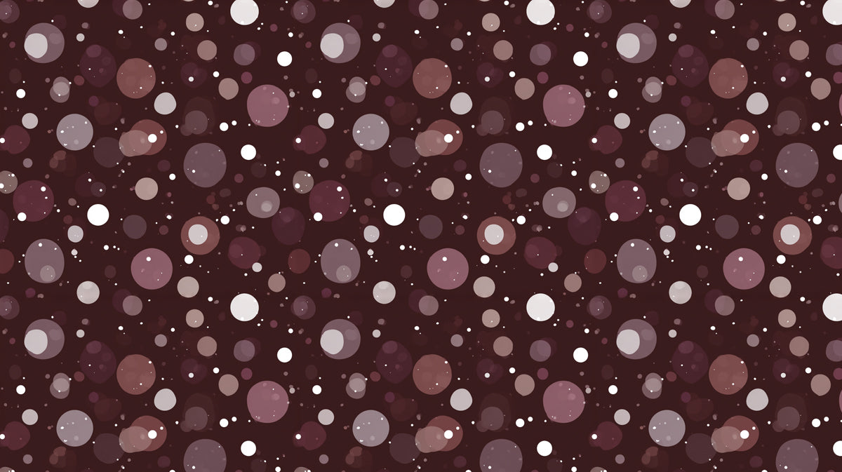 Dark Bokeh Dot Repeat Mural Wallpaper | Abstract Geometric, Maroon Background, Subtle Shimmer