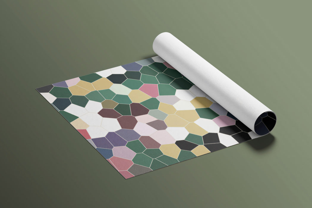 Multicolor Hexagon Mosaic Mural Wallpaper | Geometric Pattern, Diverse Palette, Abstract Stained Glass