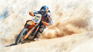Motocross rider in action with dust in the background