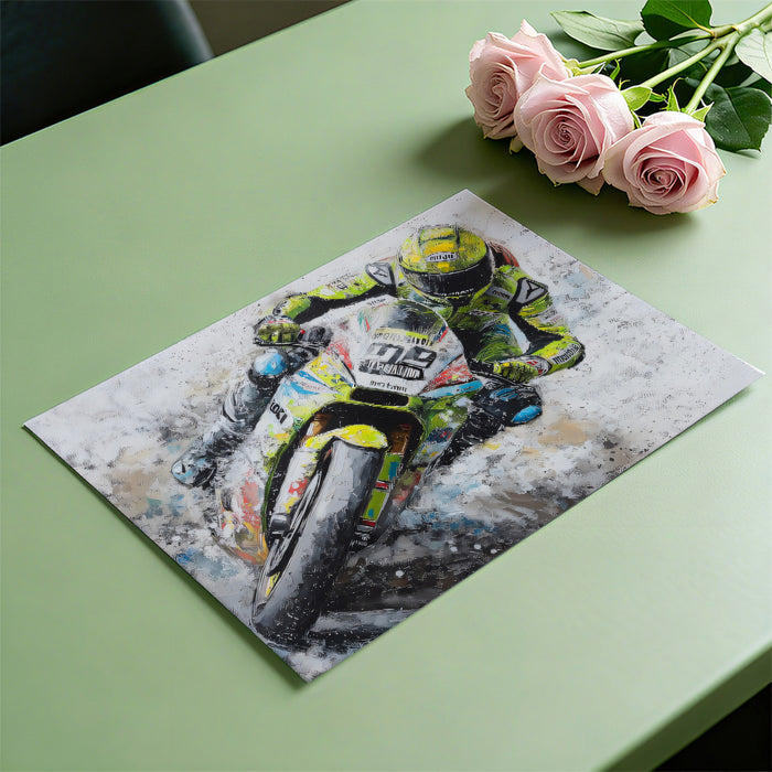 Abstract Road Race Oil Painting Mural Wallpaper | High-Angle View, Neon Green Uniform, Chaotic Texture