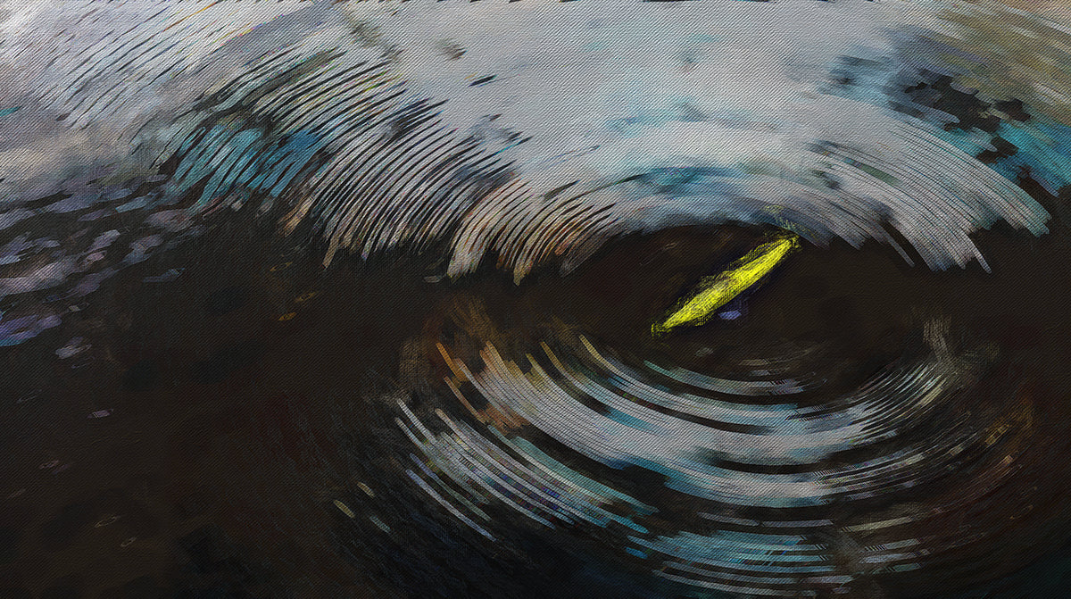 Abstract Kayak Vortex Mural Wallpaper | High-Contrast Swirls, Yellow Spotlight, Expressionist Water Art