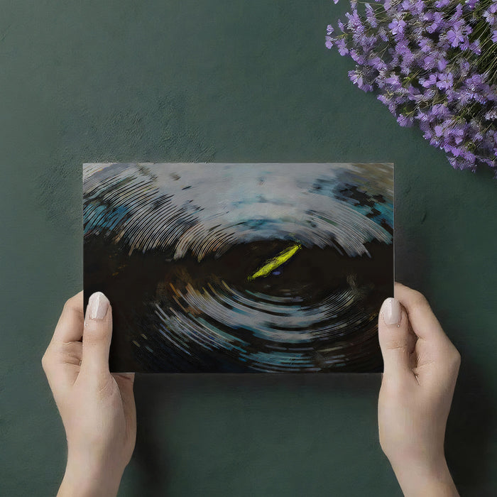 Abstract Kayak Vortex Mural Wallpaper | High-Contrast Swirls, Yellow Spotlight, Expressionist Water Art